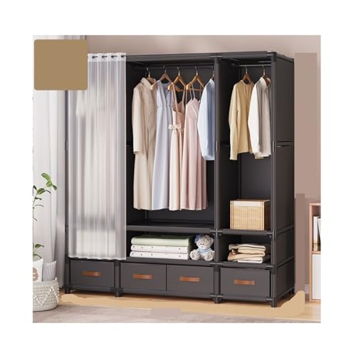 WUTIANBAO Armarios Resistente Armario Ropa Guardarropa Independiente Estante De Ropa Armarios Modernos Extraíbles Armario Habitación(Black)