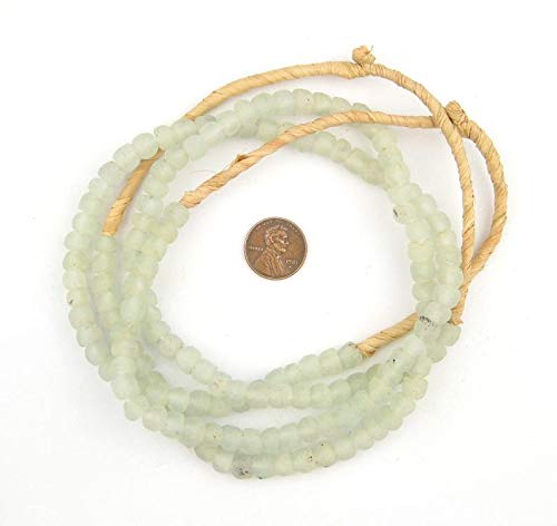 80 Clear Aqua Recycled Glass Beads - Handmade Glass Beads - Crushed Glass Beads - Glass Beads Strand - Ghana Glass Beads kKET - 330