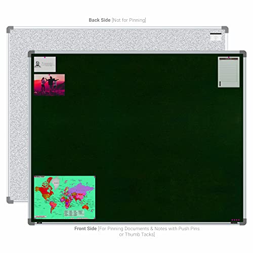 Image of Scholar Art Metis 4x5 Feet Fabric Pin-up Display Board for Office, Home & School | High Strength Velvet Cloth + High Density Soft Board for Pinning Photos, Sticky Notes & Reminders (Dark Green)