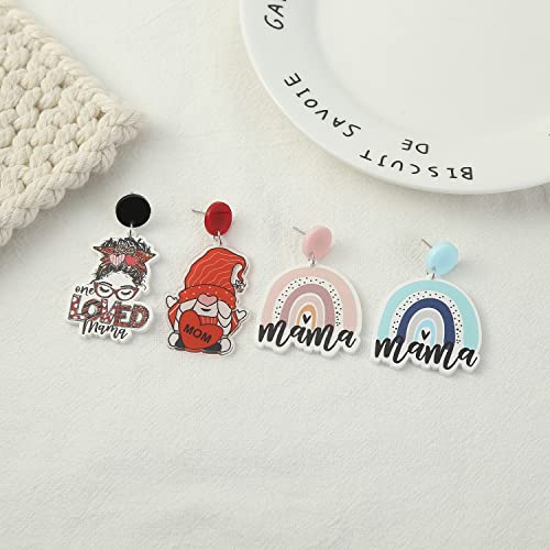 Mother's Day Earrings For Women Mom Earrings For Women Mama Earrings For Women Mother's Day Gifts For Mom 4 Pairs #TOP7