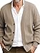 Mens Business Casual Cardigan Sweater Long Sleeve Button Down Sweaters Coat V Neck Open Front Sweater Fall Outwear (Khaki,Small)