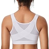 DELIMIRA Women's Front Closure Posture Wireless Back Support Full Coverage Bra White 38C