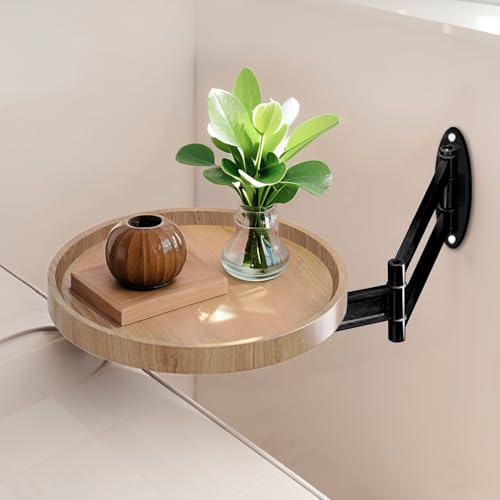 Table d'appoint flottante de 11,8 pouces rotative et rétractable en bois