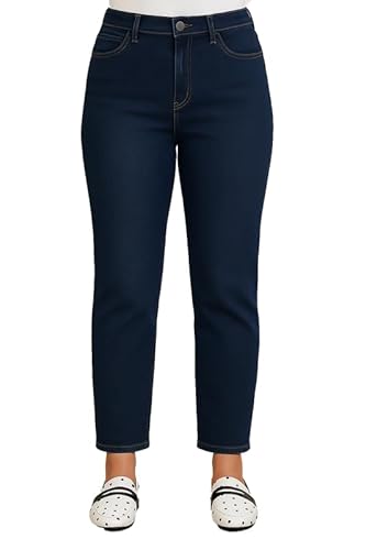 Ex High Street Brand Jeans for Women UK, High Waisted Straight Jeans Stretch Denim Trousers for Women UK 8-22 Everyday Casual Look Blue
