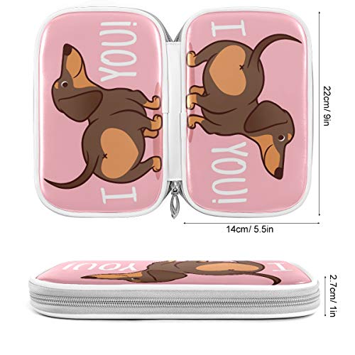 Image of Dachshund Puppy Pencil Bag Case Zipper Pencil Holder Organizer Stationary Pen Bag Cosmetic Makeup Bag Pouch Purse for School Office Supplies