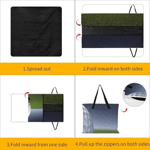 Couverture de plage extérieure pliable et imperméable avec motif golf