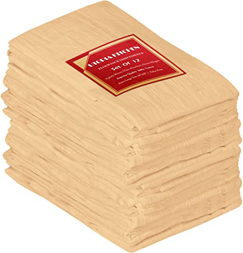 Image of Utopia Kitchen Beige Flour Sack Towels [12 Pack - 28 x 28 Inch] 100% Cotton Tea Towels for Cleaning & Drying - Highly Absorbent Kitchen Dish Cloth