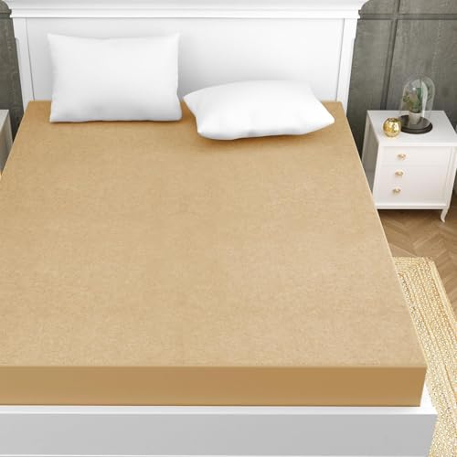 Image of 100% Waterproof Premium Cotton Feel Mattress Protector Single Size, 72x36 Inches | Breathable and Hypoallergenic Ultra Soft Fitted Bed Protector Cover Fits Upto 10 Inches- Single, Beige