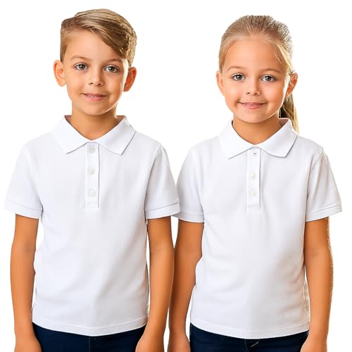 SMNS Pack of 2 Boys Girls School Uniform Polo White Plain Sh