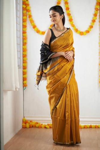 Image of Women's Cotton Soft Silk Sarees | Jamdani Cotton Saree With Attach Unstitched Blouse Piece