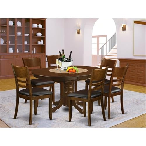 East-West-Furniture-KELY7-ESP-LC-7-Piece-Kitchen-Table-Chairs-Set-Consist-of-an-Oval-Dining-Table-with-Butterfly-Leaf-and-6-Faux-Leather-Dining-Room-Chairs-42×60-Inch-Espresso East West Furniture KELY7 ESP LC 7 Piece Kitchen Table Chairs Set Consist of an Oval Dining Table with Butterfly Leaf and 6 Faux Leather Dining Room Chairs 42×60 Inch Espresso