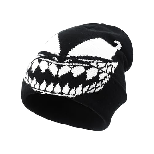Bonnet tricot Marvel Venom noir chaud protégeant les oreilles du vent