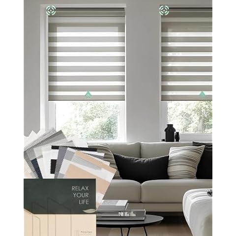 Yoolax Motorized Blinds with Remote, Motorized Zebra Blinds Compatible with Alexa, Privacy Motorized Blinds, Zebra Shades for Windows, Fabric Sample (Multicolor) Cover