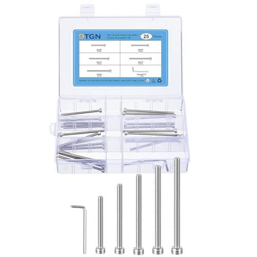 DTGN 25Pcs M4 Metric Screw Assortment, M4 Bolts Socket Head Screws