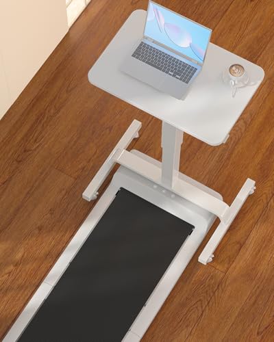 Image of WALKINGDESK Height Adjustable Mobile Standing Desk with 360 Swivel Casters, 29 inch-45 inch Pneumatic Rolling Desk on Wheels, Perfect for Home Office, Bedroom, Living Room, White