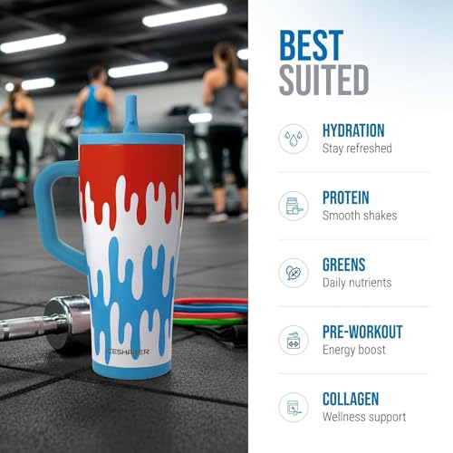 Image of Ice Shaker 40 oz Tumbler with Handle and Straw | 40oz Freeze Pop | Cold for 30+ Hours | 2-in-1 Tumbler Shaker Bottle | Odor-Free 40 ounce Bottle for Water, Protein Shakes, Smoothies, Cocktails