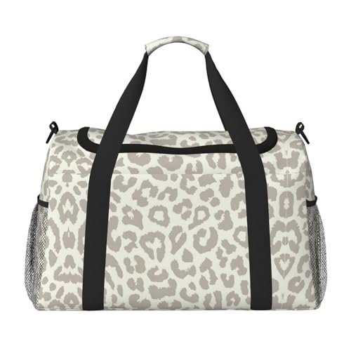 Bolsa de viaje plegable con estampado de leopardo marrón y tejido impermeable grande