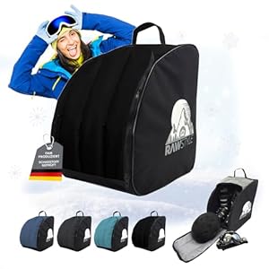 Rawstyle Skischuhtasche Skistiefeltasche Rucksack Helm Hart-Soft-Boots Inliner Bootbag Tasche Skischuhe Modell 3 (Uni schwarz)
