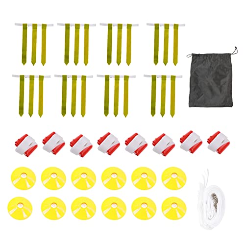 Flag Football Set for Kids Teens Adults, 14 White Belts and 42 Waist Flags with 12 Cones, sturdy PVC Material, for Indoor Outdoor Training and Fun Games (Red and Yellow)