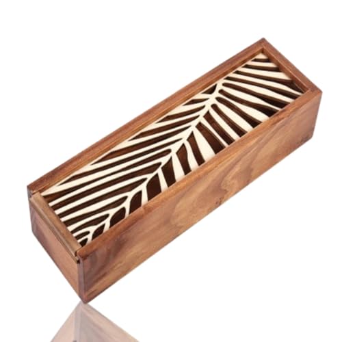 HERCHR Plumier Rectangulaire, plumier en bois,petite boite en bois,Boîte à Crayons en Boiss avec Couvercle Coulissant Boite de Rangement pour le Bureau,...