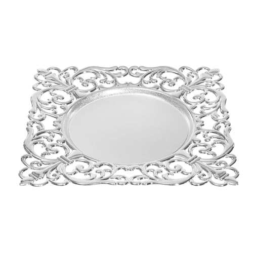 6 Platos Cargadores Cuadrados de Acrílico 12 pulgadas Plateados miniatura 1