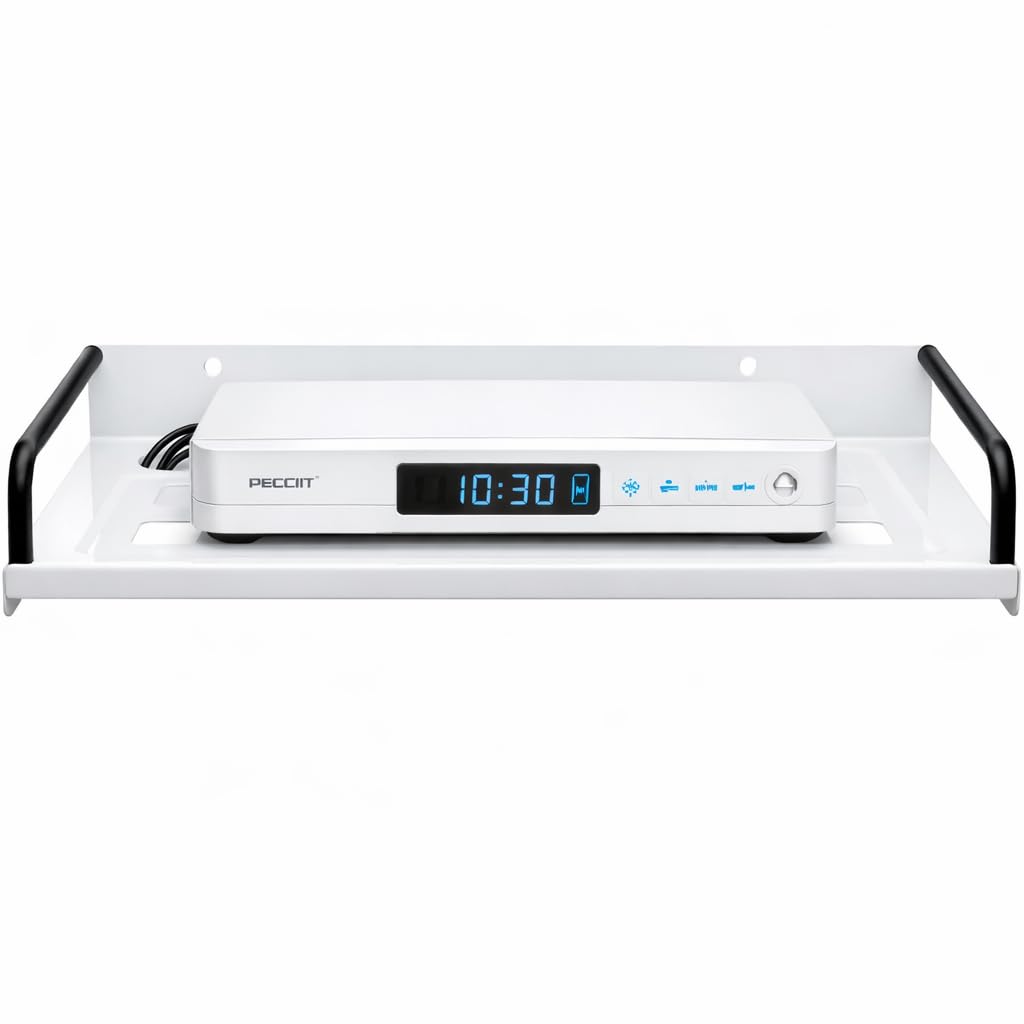 NextZen Wall Mount Metal Set Top Box Stand with Side Rod – Space-Saving Iron Wall Shelf for Set-Top Box, Wi-Fi Router, DVD, Modem & Remote – White, Pack of 1-image-36