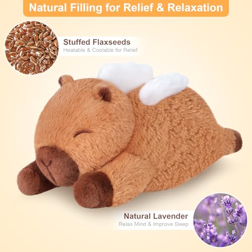 Image of SuzziPals Heatable & Coolable Angle Capybara Plush, Microwave Heating Pad Stuffed Animals for Soothing & Relaxation, Cute Plushies Capibara for Stress Relief, Capybara Gifts for Girls & Boy