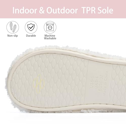Image of GOEWY Fuzzy Open Toe Slippers for Women Indoor Cozy Memory Foam Slip On House Slides Shoes Gifts for Womens Her Mom