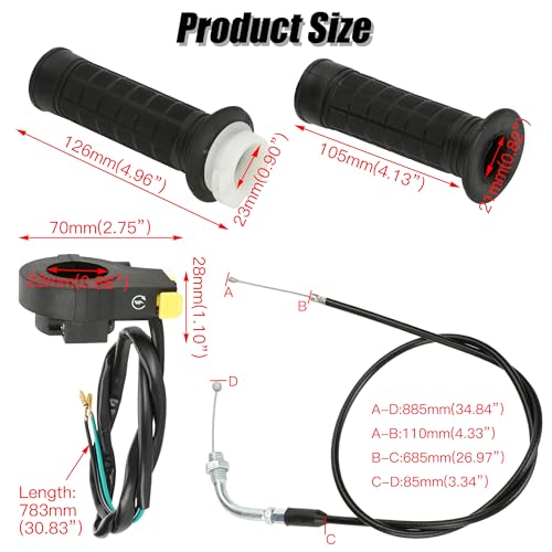 Image of YOXUFA Throttle Cable Twist Throttle Handle Grip Assembly for 2 Stroke Engine 80cc 100cc 49cc 50cc Gas Motor Motorized Bicycle Bike Parts with 7 /8 inch 22mm Handlebar