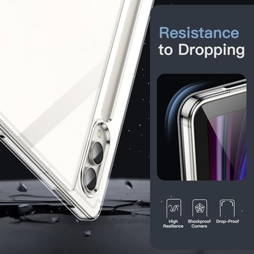 JETech Clear Case for Samsung Galaxy Tab S10 Ultra/Tab S9 Ultra 14.6-Inch, Anti-Yellowing Transparent Slim Cover with Hard PC Back and Soft TPU Bumper, Support S Pen Wireless Charging (Clear)