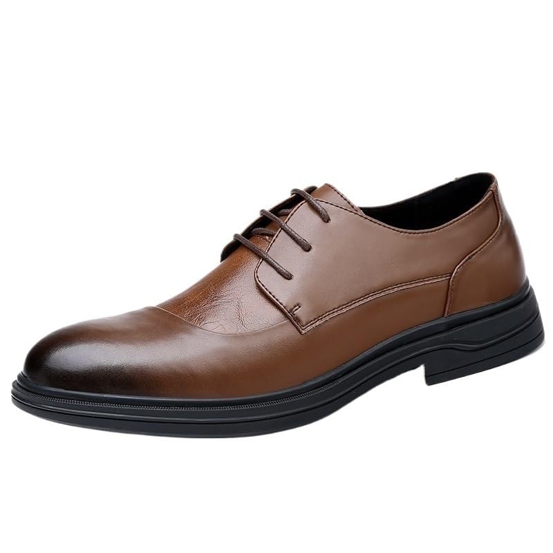Men's Fashion Oxford Dress Shoes Leather Lace-up Cap Toe Low Top Business Casual Shoes2