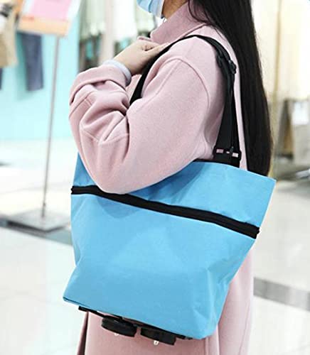 TTSLVS Einkaufstrolley Faltbare Trolley Taschen Faltbare Einkaufstasche mit Rädern Einkaufswagen Wiederverwendbare 2–1… – Bild 6