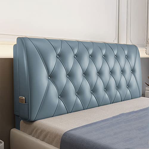 Large Headboard Wedge Pillow Soft Faux Leather Upholstered Full Headboard Tufted Button Headboards for Double/Queen/King Size Bed Soft Case Support Cushion Use with A Headboard,Blue,King/79 inches