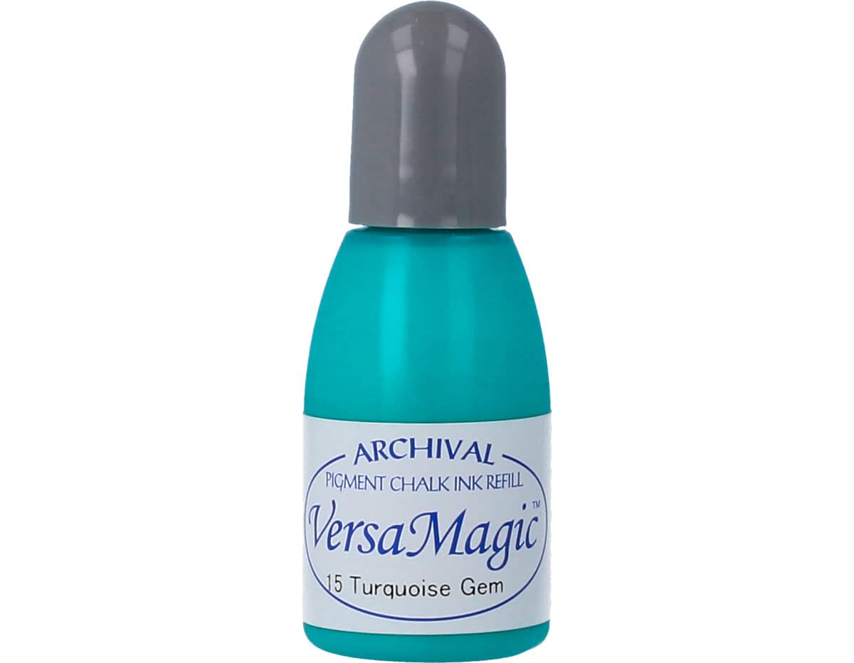 Tsukineko VersaMagic Inker Stamp Pad Ink, 15 ml, Blue, Turquoise, Accessories Reinker for VersaMagic Ink Pads