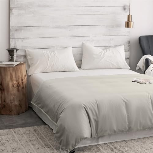 Image of ZonLi Duvet Cover for Weighted Blanket (White Gray, 60 inchx80 inch), Breathable Soft Duvet Cover Queen Size Removable Cooling Comforter Cover for All Season