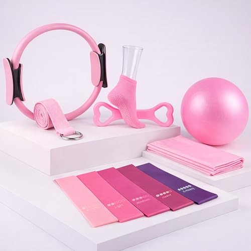 PELXORN Pilates Set Kit, 13 Pcs. Pilates Equipment with Resistance Bands, Pilates Ball and Ring for Full Body Workout, Home Pilates Kit for Women