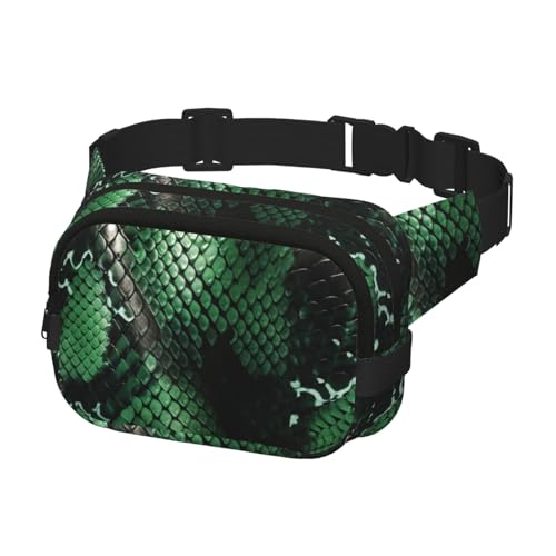 Sac banane pour homme et femme noir en faux serpent avec sangle réglable