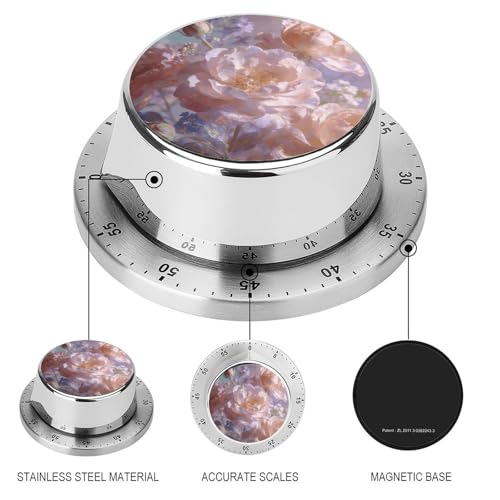 Temporizador de cocina floral de 60 minutos con imán, ideal para repostería y tareas en casa 4