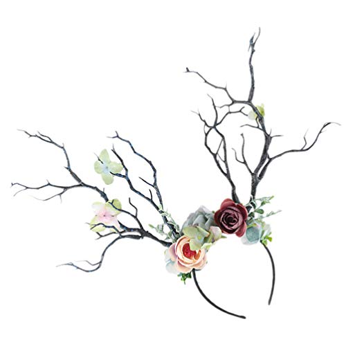 FRCOLOR Christmas Flower Crown Reindeer Antlers Headband Flower Antler Headband Branches s Christmas Branch Large Reindeer Hair Hoop for Xmas Party - Image 4