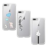 Suhctup Funda Compatible con iPhone 7 Plus/8 Plus Silicona Transparente Case,Cárcasa 3 Pack con Dibujo Animado Lindo,Ultra Delgada de Gel Suave y TPU Bumper a Antigolpes Suave Cover(10)