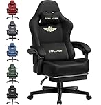 GTPLAYER Gaming Stuhl, Atmungsaktiver Bürostuhl, bürostuhl ergonomisch, Hochwertiger - Stoff, Ergonomischer PC Stuhl, 160° Verstellbare Rückenlehne und ausziehbare Fußstütze,Tragkraft 180 kg, Schwarz
