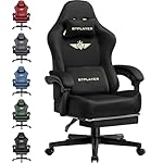 GTPLAYER Gaming Chair Fabric with Pocket Spring Cushion, Big and Tall Gamings Chairs 350LBS High Back Computer Chair with Footrest for Adults Lumbar Support Swivel Game Chair for Office Gaming Black