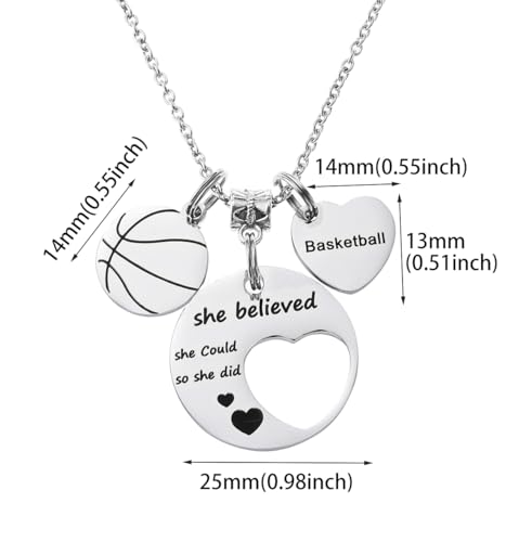 Basketball Necklace Basketball Gifts for Women Teams Players Sports Charm Necklace3
