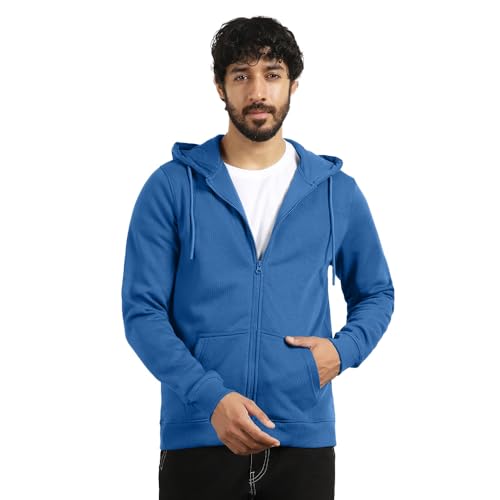 Image of Nobero Classic Zipper Hoodie for Men | Zip Up Hoodies for Men | Regular Fit | Full Zip Closure | Drawstring Hood | Zipped Hooded Sweatshirt | Cotton Rich Zipper Fleece Hoodie