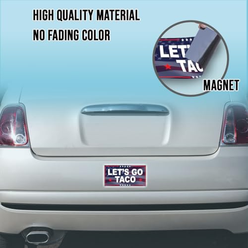 Image of Magnet Sticker Subtle Let's Go Taco Magnetic Anti Funny Leftist Feminist Social Justice Human Rights US Flag Magnet for Bumper, Refrigerator, Cruise Door, Car, Truck 7.5x3.75in