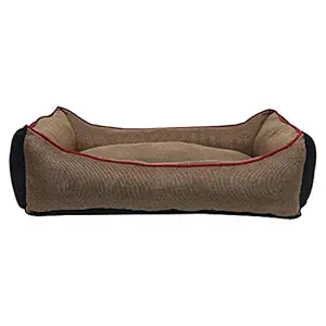 Mellifluous Luxurious Reversible Jute Gold Washable Pet Bed for Dogs & Cats (Large, Gold)