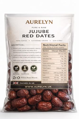 Premium Dried Jujube Red Dates Fruit 1 KG- Great Snack for a Quick and Healthy Boost No Added Sugar Natural Vegan & Plump Red Dates Good Quality - Pack of 1 KG