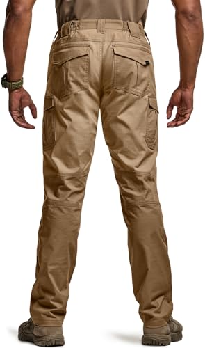Image of CQR Men's Flex Ripstop Tactical Pants, Water Resistant Stretch Cargo Pants, Lightweight EDC Hiking Work Pants