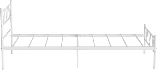 Miniatura 4 de Marco de cama individual blanco con cabecero, marco de cama individual no necesita somier, no chirriante, marcos de cama de tamaño individual