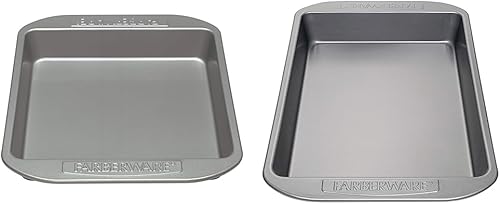 Farberware Molde antiadherente para hornear antiadherentemolde antiadherente para tartas, cuadrado, 9 pulgadas, gris y antiadherente para hornear,